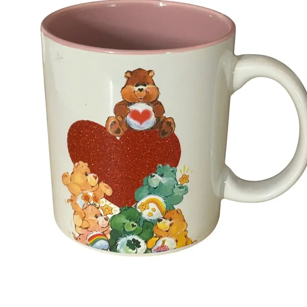 Care Bears coffee tea mug cup glitter heart